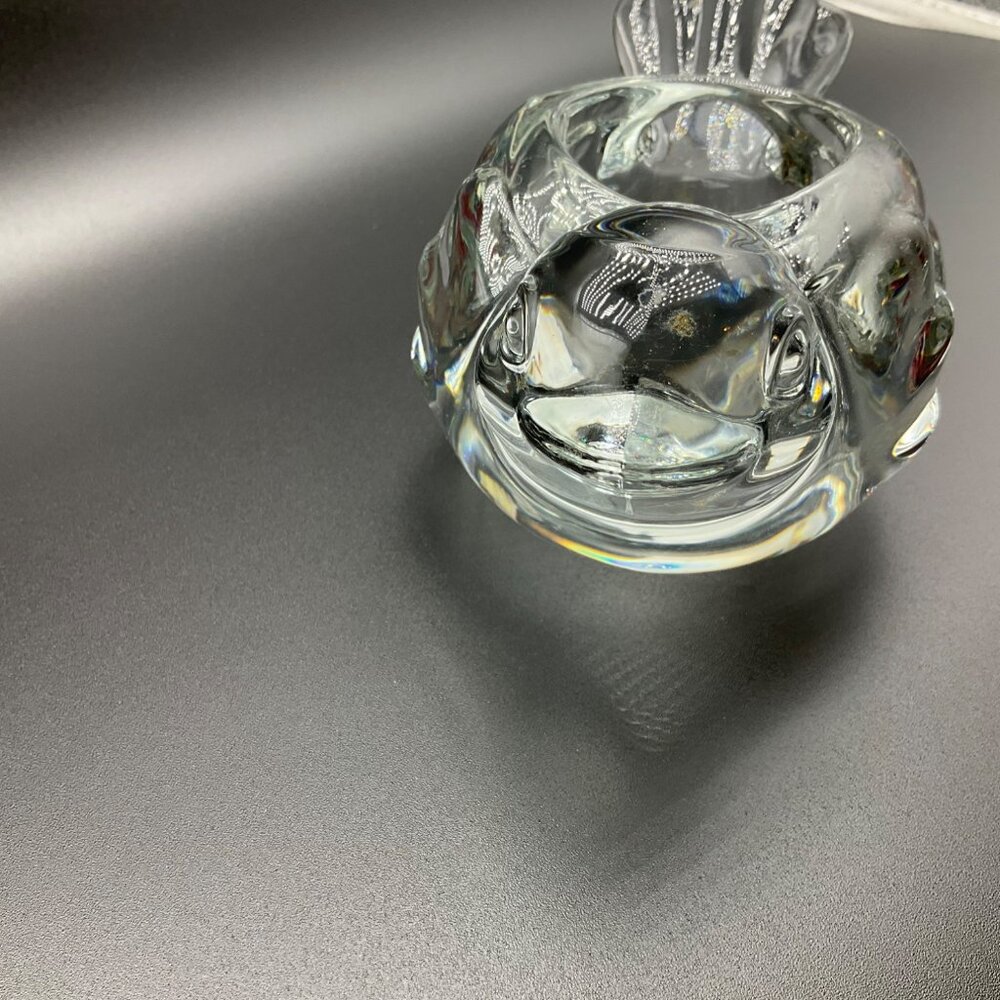 Vintage Clear Glass Bird Figurine Candle Holder Votive Tea Light Paperweight - Picture 4 of 11